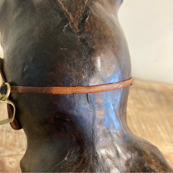 Vintage Leather Wrapped Bucking Horse Figure Statue Western Rustic Brown 15 3/4” - Picture 13 of 16